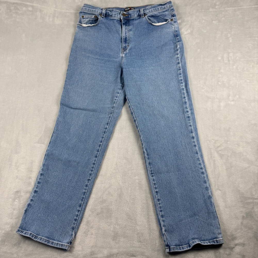 Y2K VTG Style & Co Women's Straight Leg Jeans Blue‎ Medium Wash Stretch Size 16